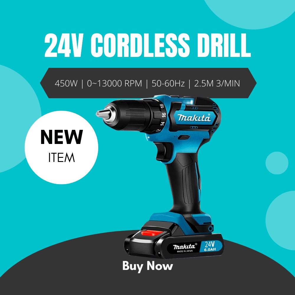 Cordless drill 24V lithium-Ion 2-gear max drill/driver Battery ...