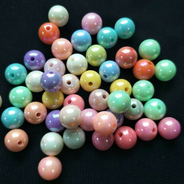 50pcs Rainbow Pastel Plain Pastel Beads 10mm 