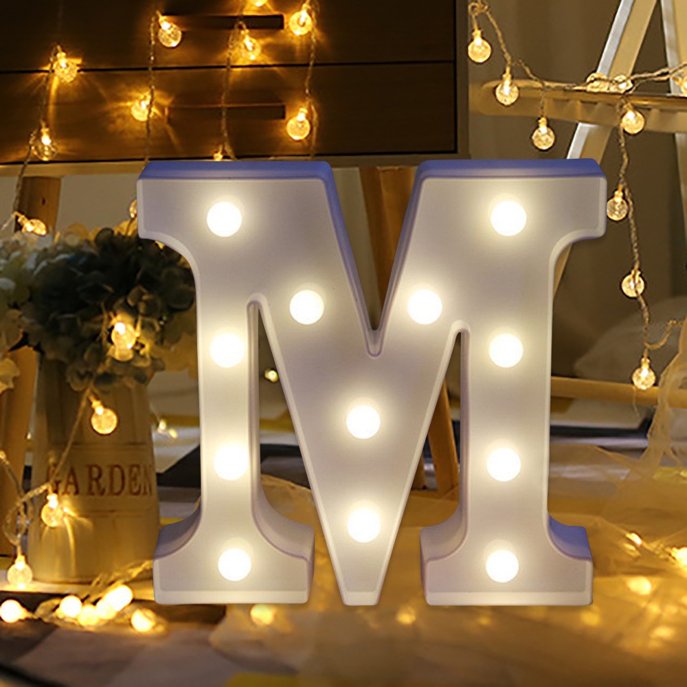 erthome 26 English Alphabet Lights LED Light Up White Plastic Letters Standing Hanging A-Z Home Decor Wall Light 1 
