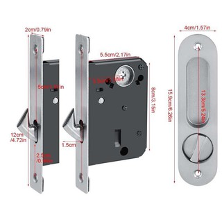 [Ready Stock] Zinc Alloy Sliding Door Lock Handle Anti-theft with Keys for Barn Wood Furniture Hardw #6