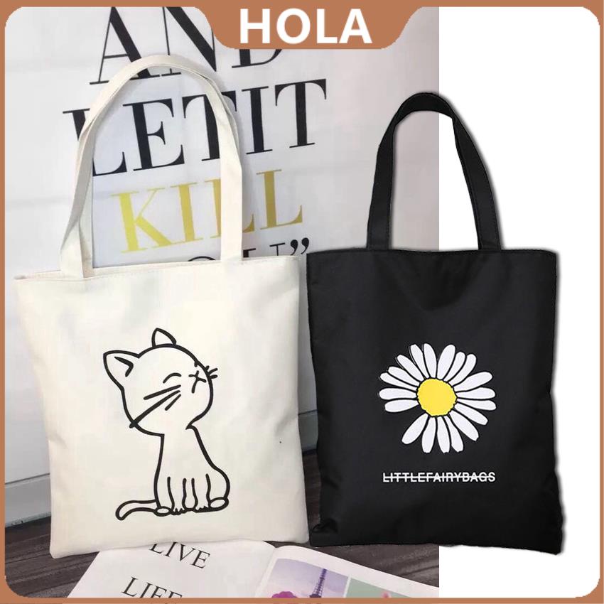 Hola Simple Korean New Fashion Canvas Tote Bag Lady White Casual Shoulder  Bags With Zipper for women | Shopee Philippines