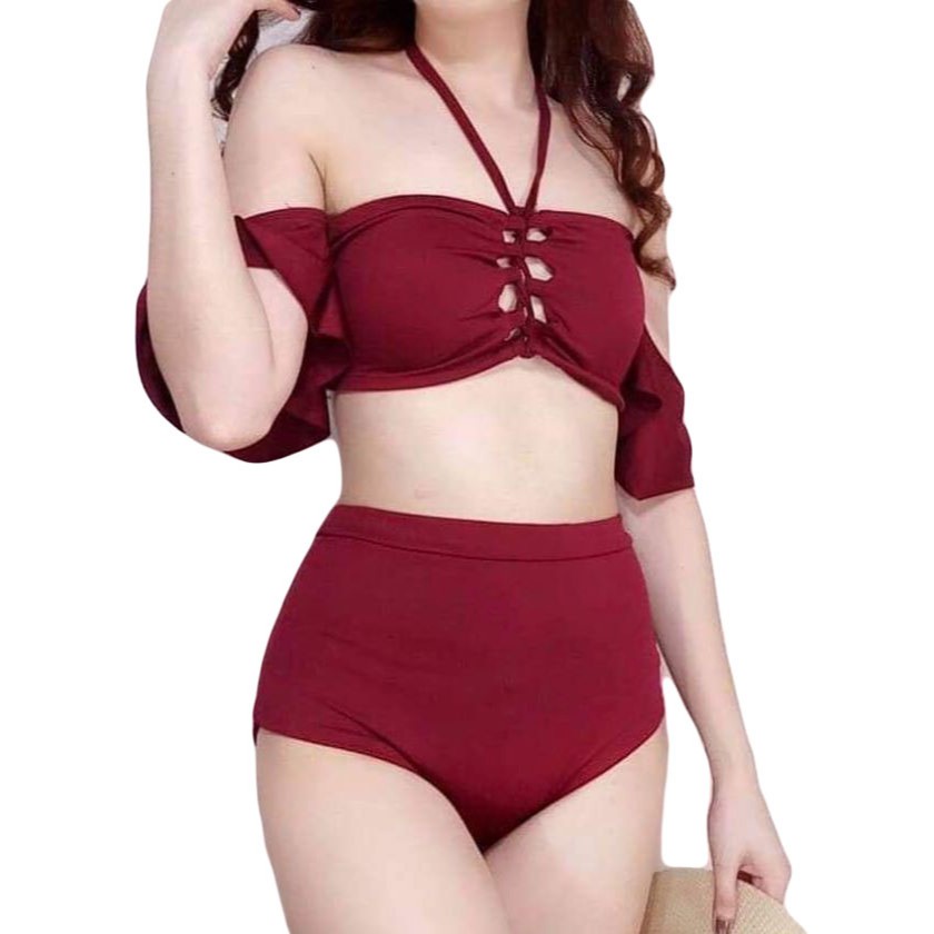 maroon two piece swimsuit