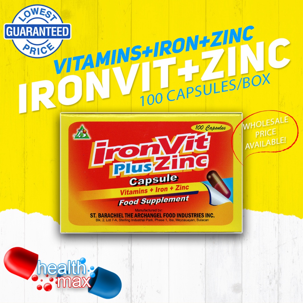 IRONVIT PLUS ZINC MULTIVITAMINS + IRON + ZINC 100 CAPSULES Shopee