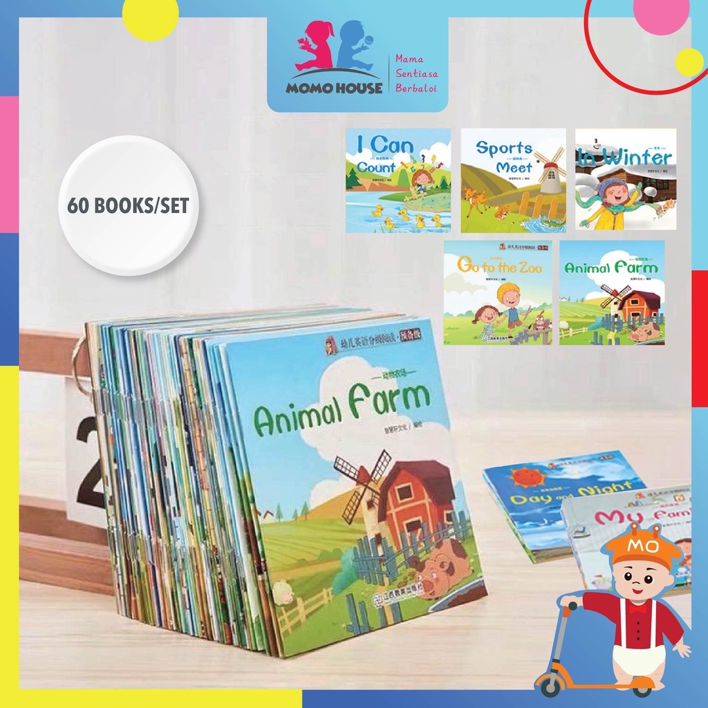 (60 Books Per Set) Kids Early Learning Story Books Full Color Coated