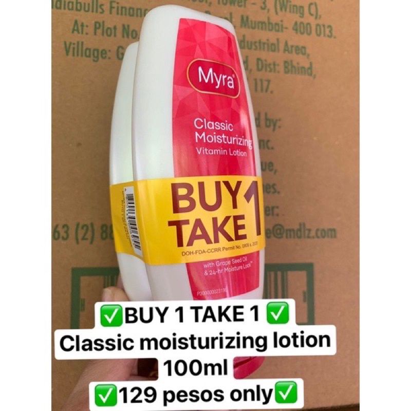 Buy 1 Take 1 Myra E Classic Moisturising Lotion 100ML/200ML/400ML