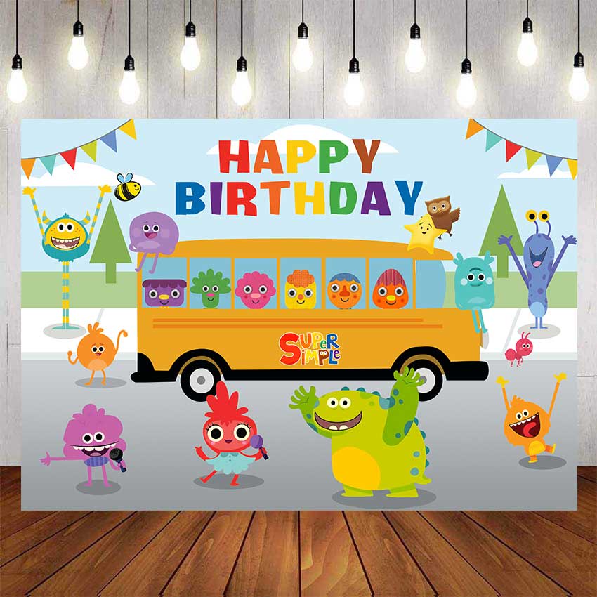 Super Simple Song Birthday Backdrop For Photography Baby Shower Kids  Children Cartoon On the Bus Background Birthday Party Decor Custom Name  Photo | Shopee Philippines