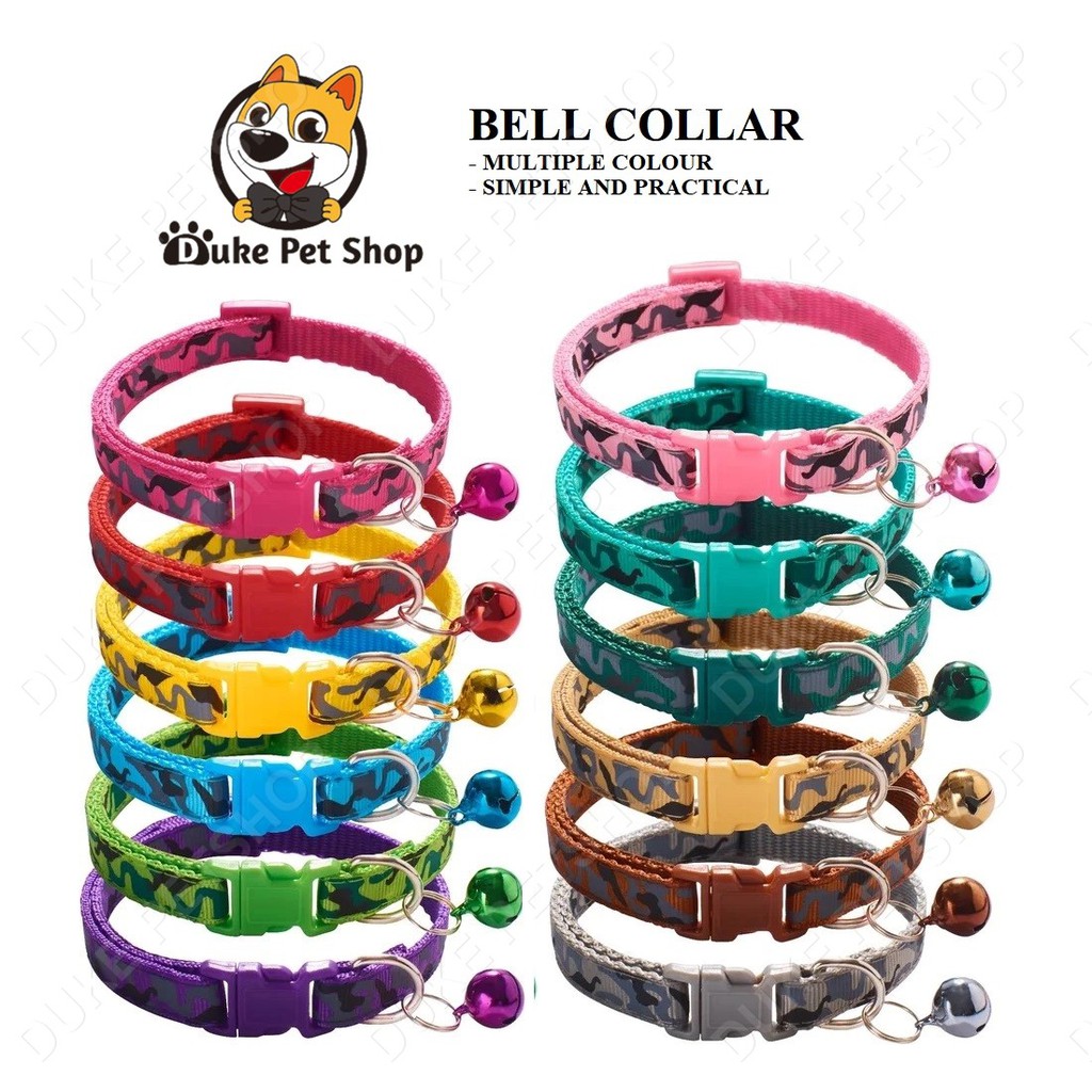 Dog Collar Pet Dog Cat Collars Buckle Polyester Camouflage with Bell