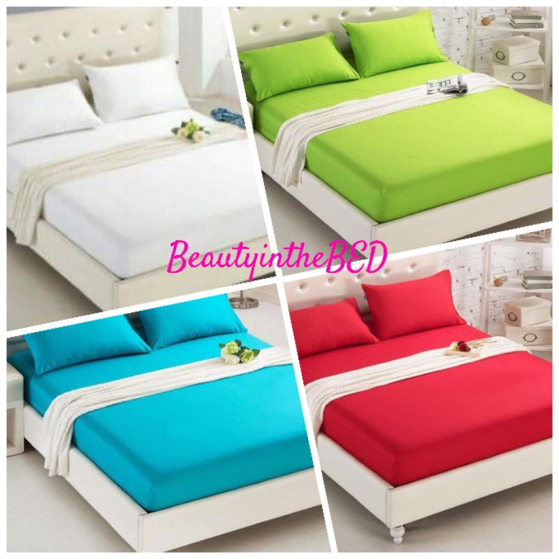 3in1 Premium Plain Bedsheet Canadian Cotton Fully Garterized Shopee