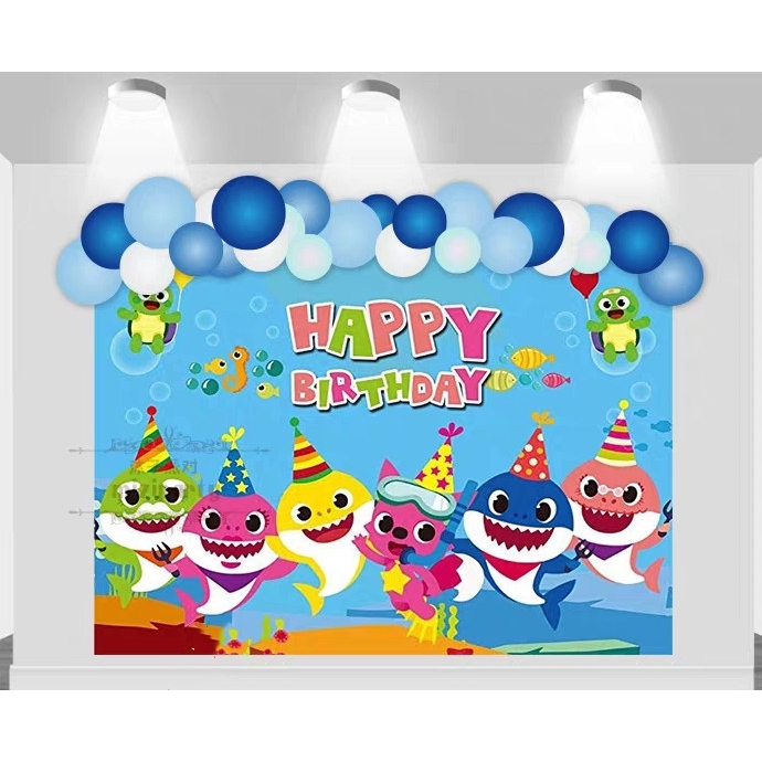 Baby Shark Happy Birthday Party Decor Photo Background Poster Shopee Philippines