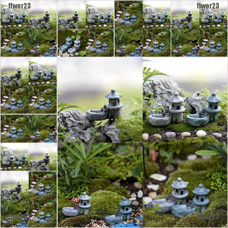 Mini Retro Pond Tower Craft Fairy Garden Decor Figurines Toys Micro Landscape JA
