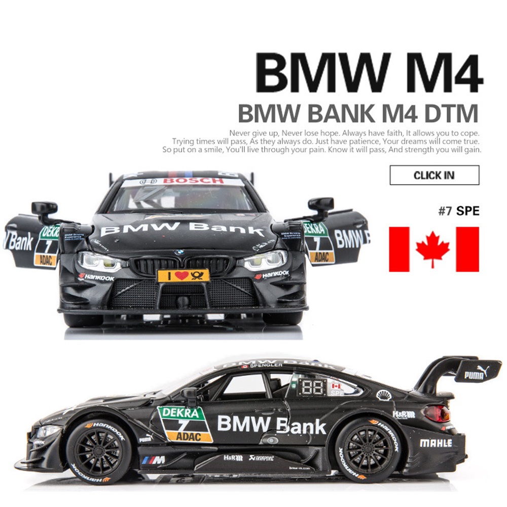 BMW M4 DTM 2017 Racing Car 1:32 Model Car Metal Diecast Gift Kids Sound Light 