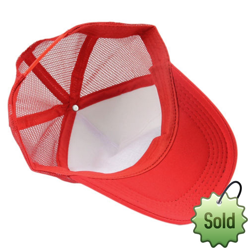 red baseball cap