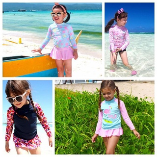 Infant Toddler Swim Wear 2-10T Kids Girls Swimming Suit 2pcs/set Long Sleeve Swimsuit M-3XL Floral S