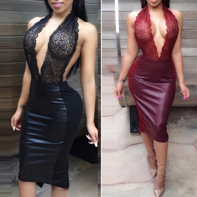 backless leather dress