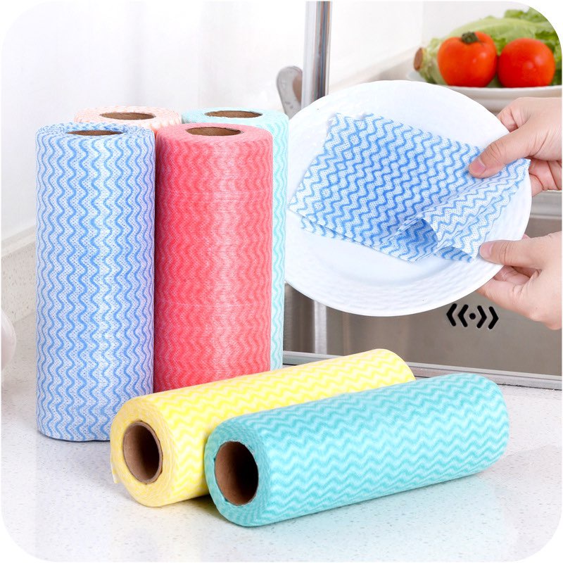 50 Pcs/Roll Non-woven Tissue Towel Kitchen Multi-Purpose Reusable ...