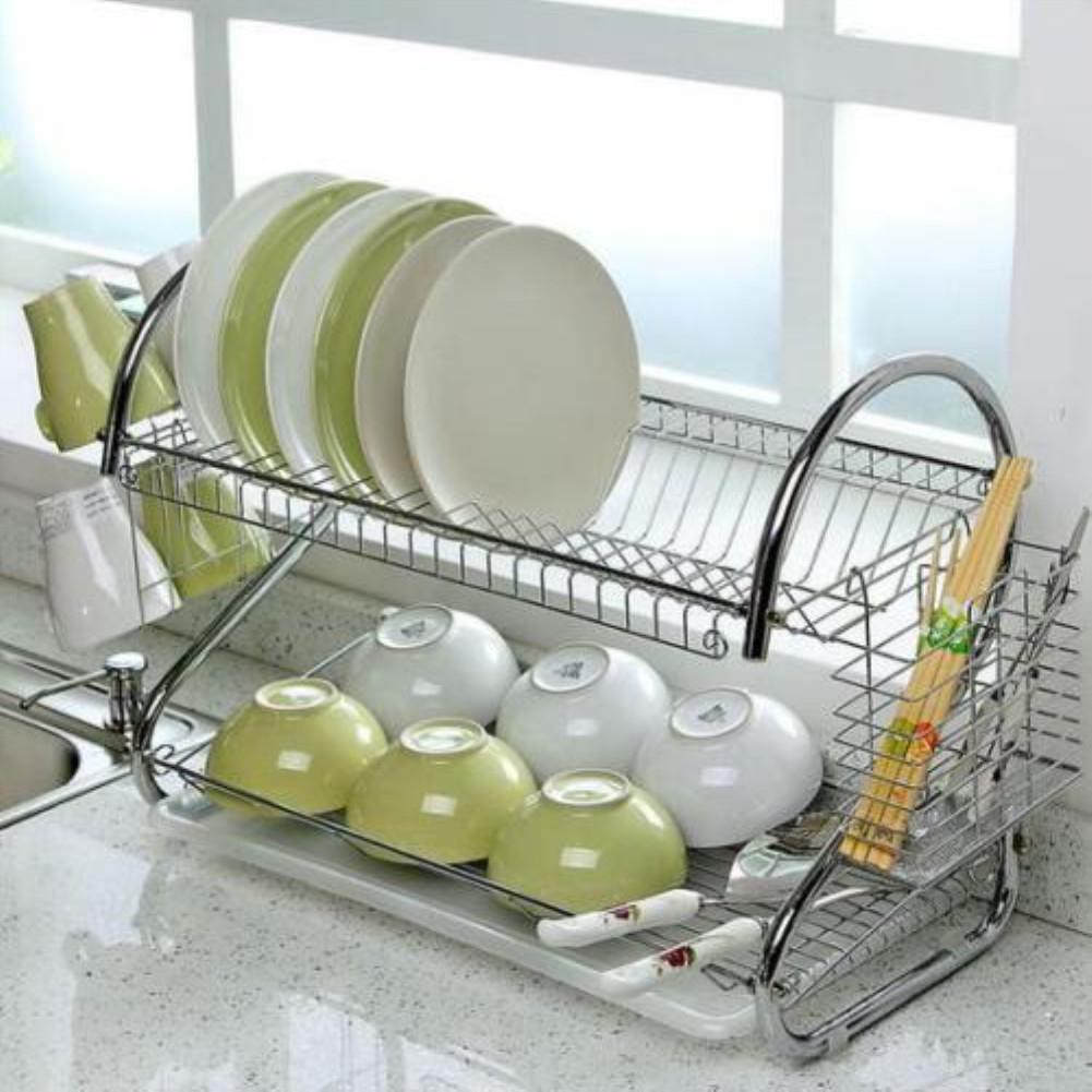 2 Layer Stainless Steel Dish Rack | Shopee Philippines