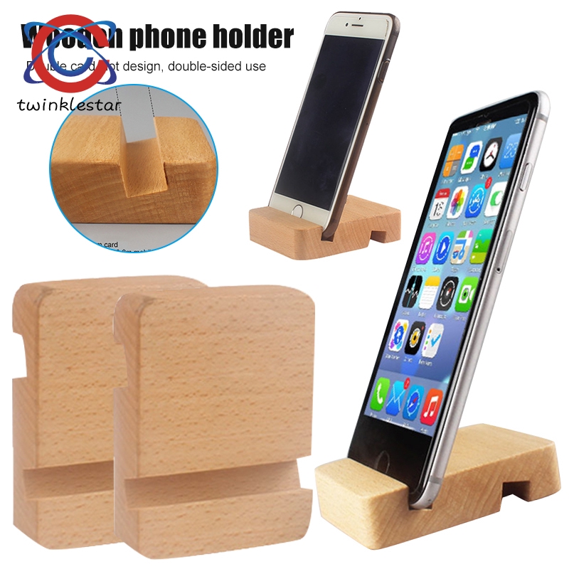 2 Pcs Wooden Mobile Phone Tablet Stand Holder Dual Slot Portable For Home Office Shopee Philippines