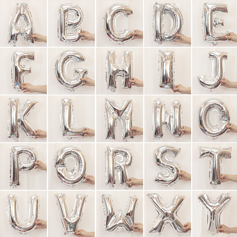 silver letter balloons