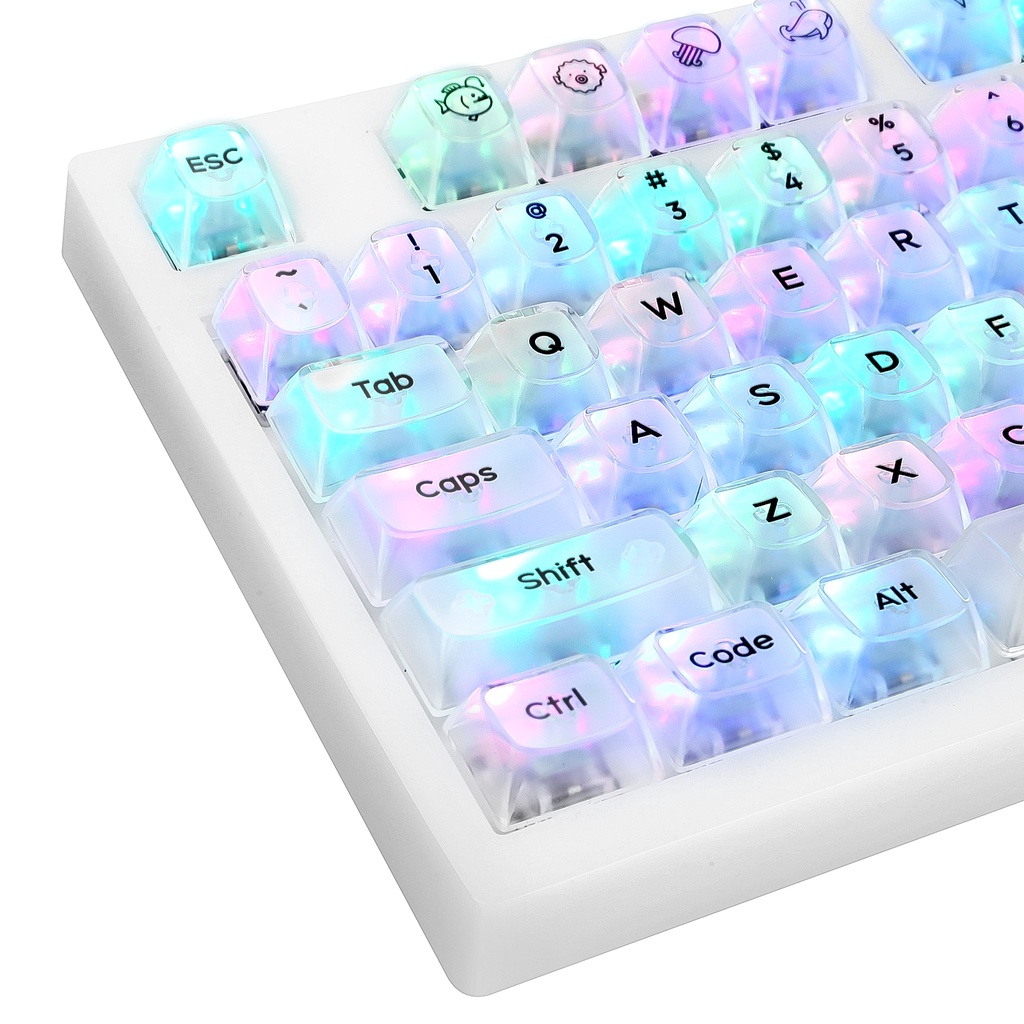 Original PCL NSA Clear Transparent Backlit Keycaps Set Keycap 155 Key