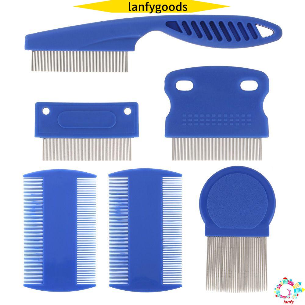 LANFY 6 Pcs/set Waterproof Lice Comb Stainless Steel Grooming Combs Pet ...