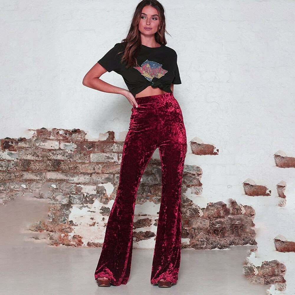 velvet high waisted trousers