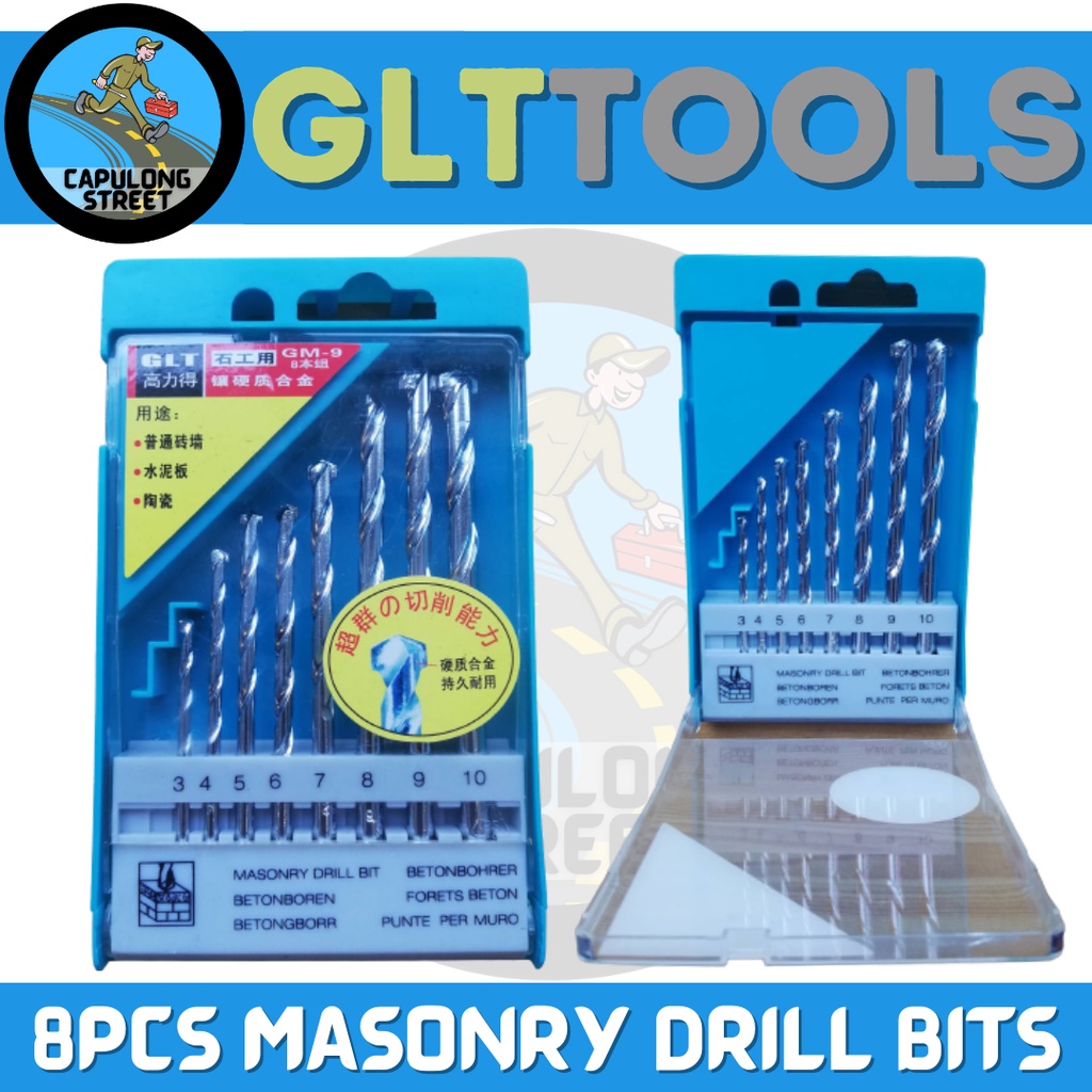 Glt Mason Drill Bits 8Pcs Drill Accessories Concrete Bits Bala Ng