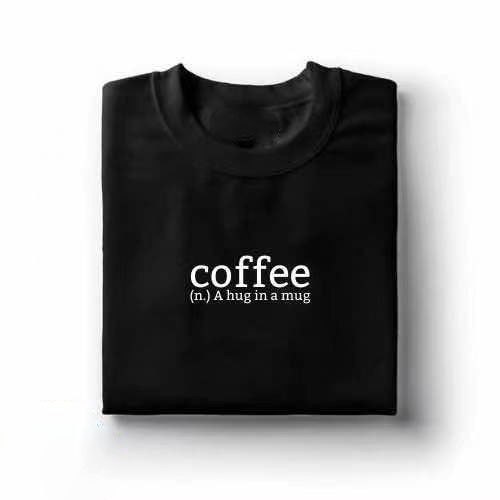 Coffee A Hug In A Mug Designed Solid Drop Shoulder T Shirt (Unisex)