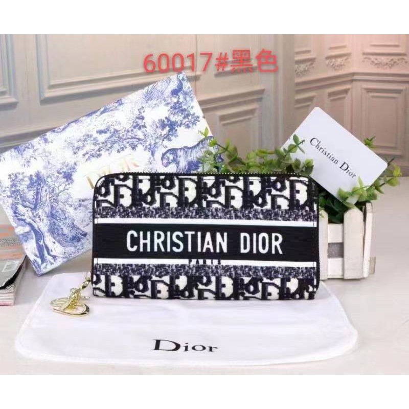 Christian Dior Unisex Lambskin Plain Folding Wallet Small Wallet Logo