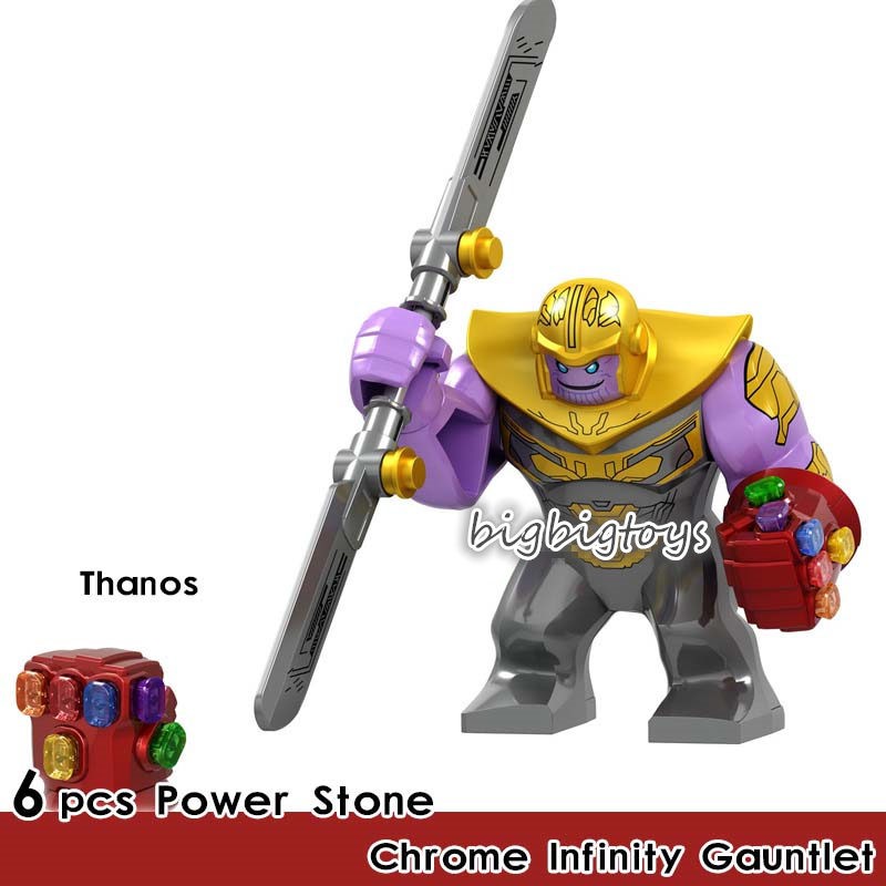 Lego Compatible Thanos Big Minifigure With Power Stones Ironman Chrome Infinity Gauntlet Gd220 - 