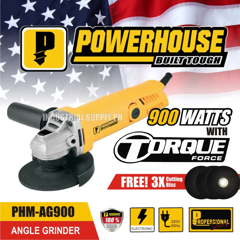 Powerhouse PHMAG900 Angle Grinder 4 inches with Torque Force (900
