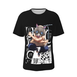 Demon Slayer Anime T Shirt Hashibira Inosuke Oversized Round Neck Tops Cotton Tees T-shirts (Unisex) #9