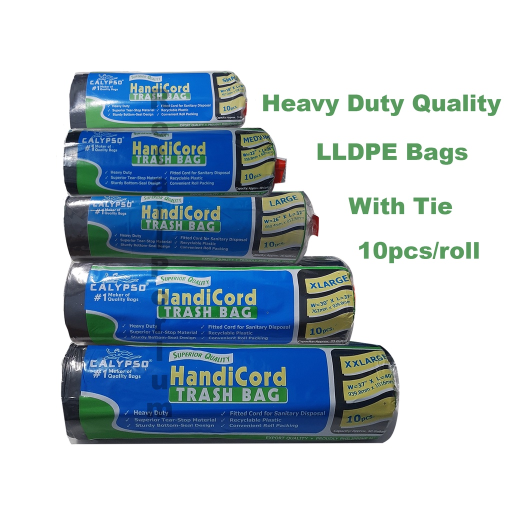 Handicord Heavy Duty Black Trashbags Calypso 10pcs per roll (sold per