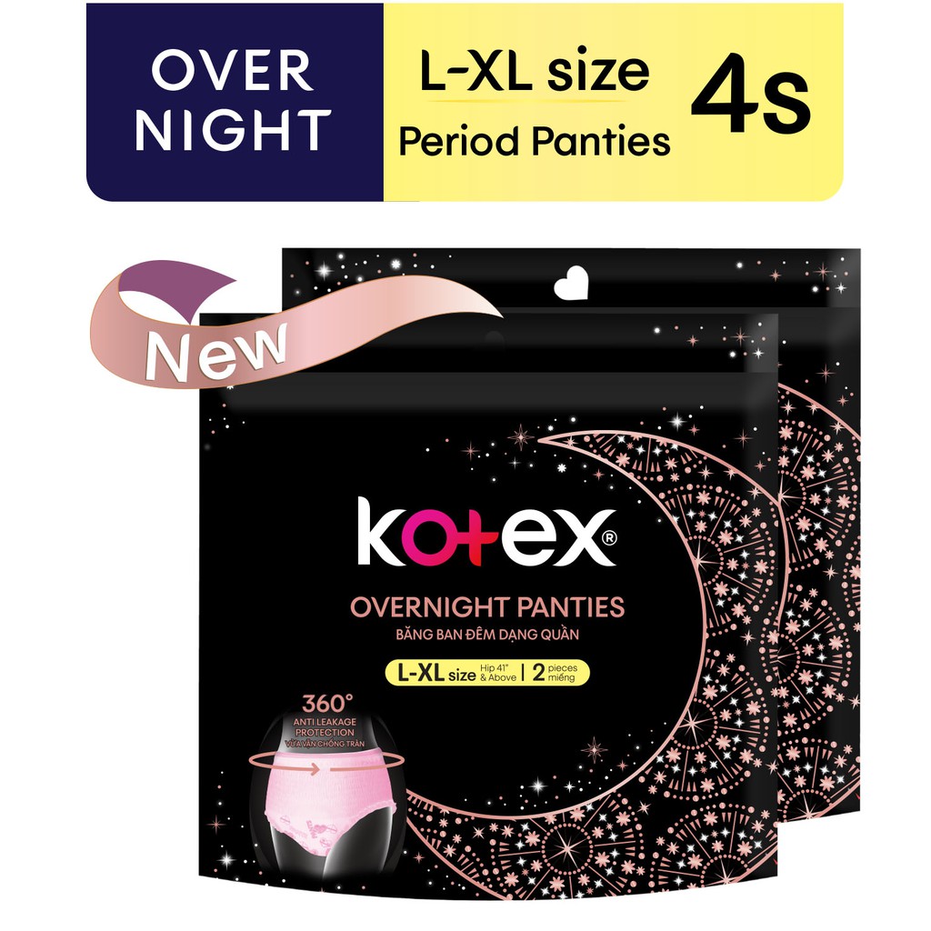 Kotex Overnight Menstrual Panties XL 2 Pads x 2 Packs (4 Pads