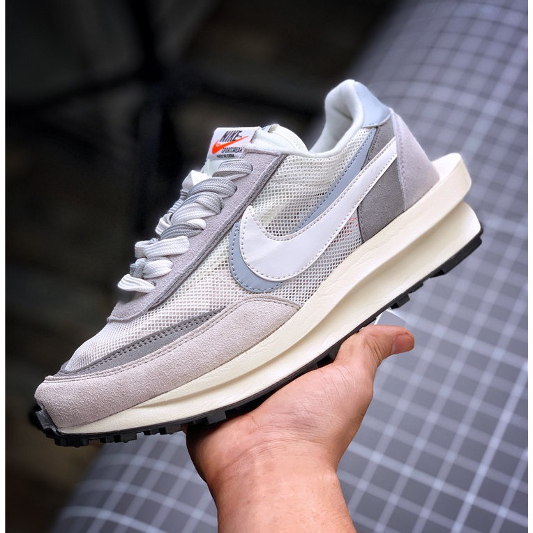 100% Original Sacai x Nike LDV Waffle White Grey Sports Running Shoes ...