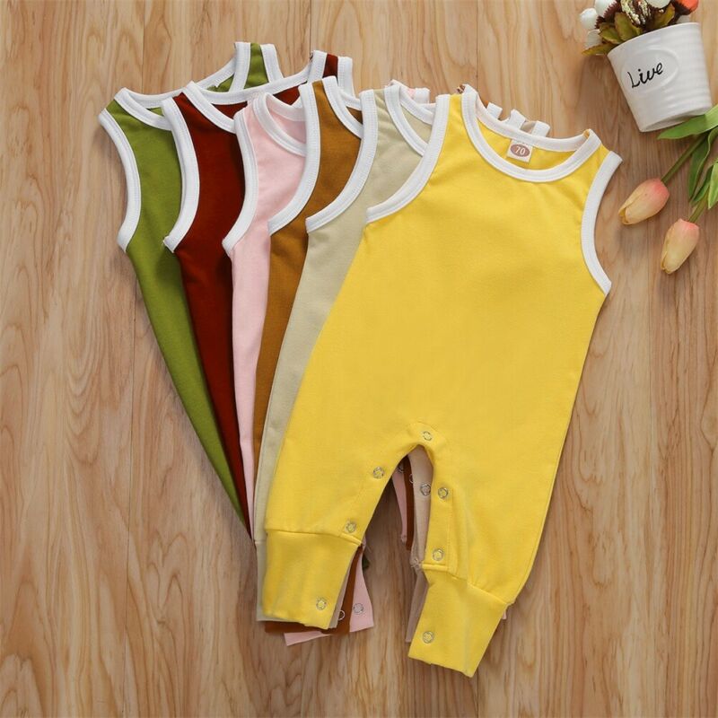 0-18 Months Newborn Baby Boys Girls Rompers Infant Solid OnesiesToddler ...