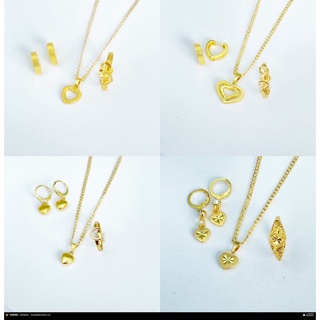 3in1 gold Jewelry set Fashionable 24K Bangkok Gold Plated  Necklace and bangles Women