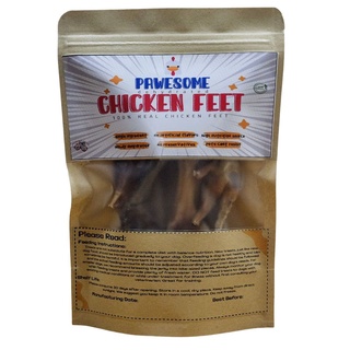 Pawesome Dehydrated Chicken Feet Natural Treats For Dogs  approx 8 to 9pcs in ziplock pouch
