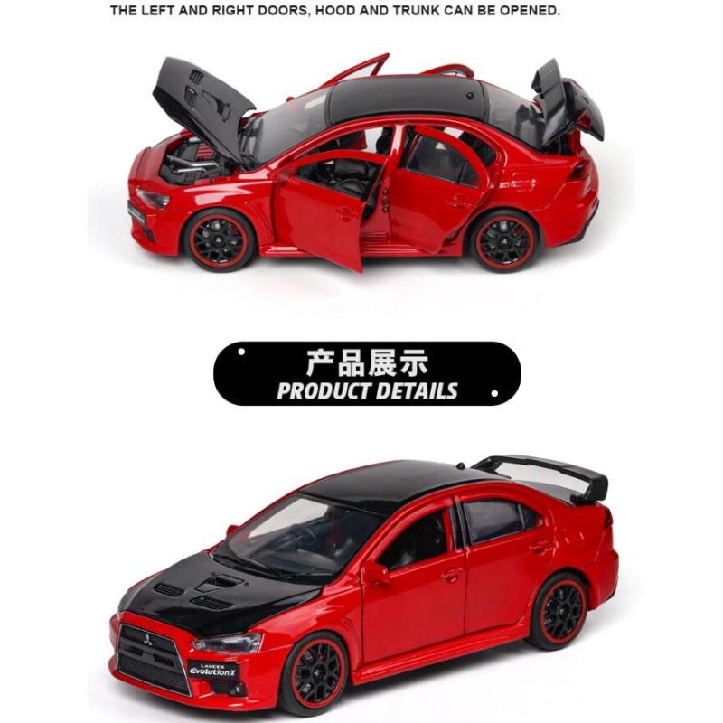 132 LANCER EVO X Diecast Vehicles Car Model Sound Light Car Collection