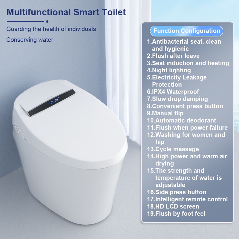 Pelise Bathroom Flush Toilet Ceramic Smart Toilet Automatic Technology
