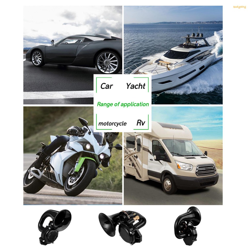 for Raging Car Truck Boat Train 12V Electric Auto Air Horn Super Loud Raging for Motorcycle Car Truck Boat 300DB Loud Air Electric Snail Single Horn