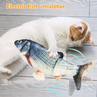 30cm USB Electric Interactive Cat Wagging Fish  Plush Catnip Fish Mint Chewing Toys Cats 3D Simulation Bouncing Fish Toy Pet Supplies