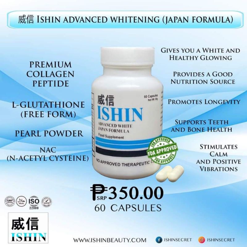 ISHIN Advance 10x Whitening Glutathione FDA Approved Shopee Philippines