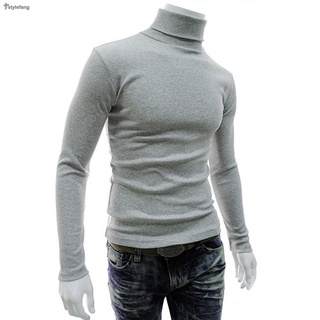 Fstylefang-Sweaters Mens Winter Stretch High Neck Long Sleeve Turtleneck Undershirt #9