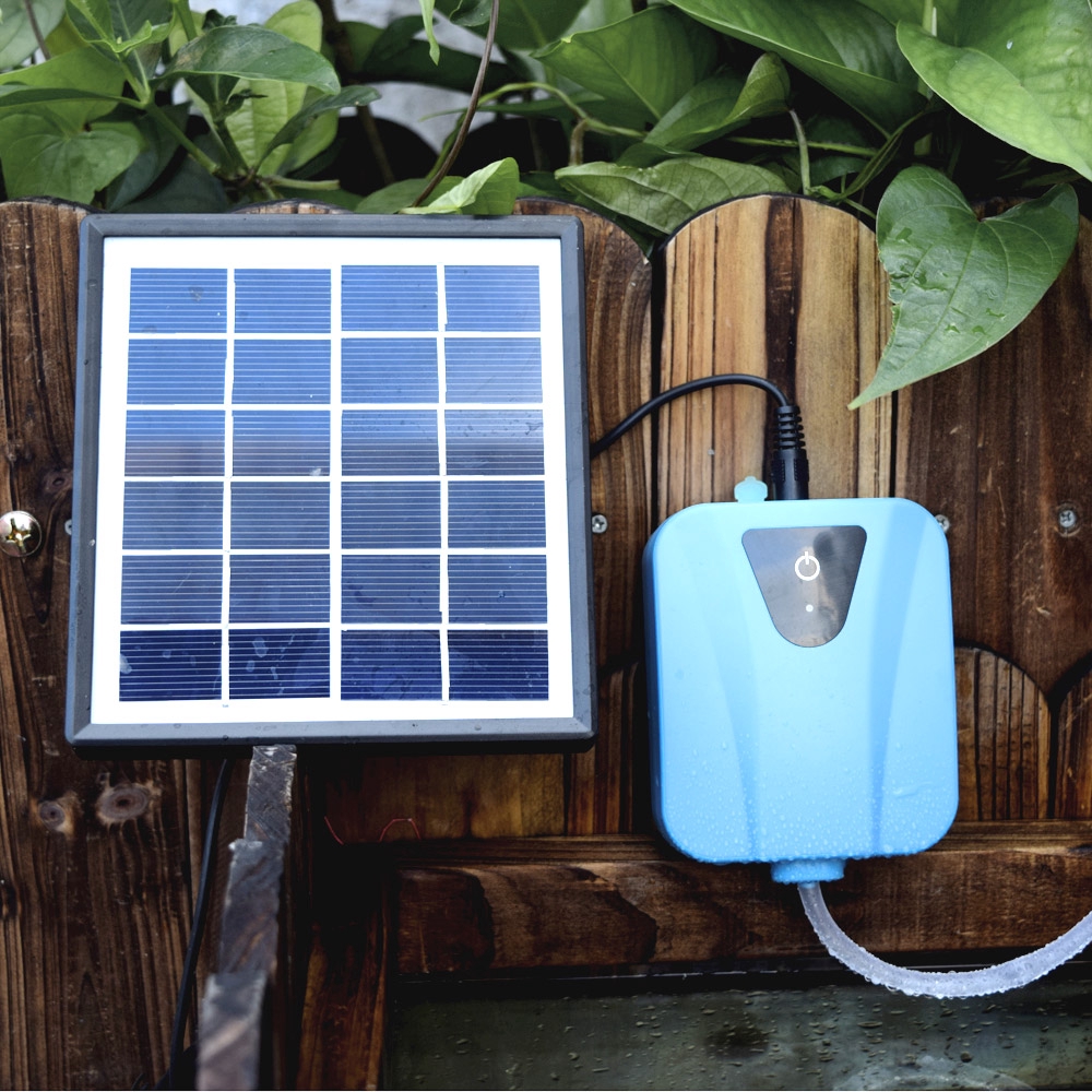 Solar Powered/DC Charging Oxygenator Water Oxygen Pump Pond Aerator with 1 Air Stone Aquarium ...