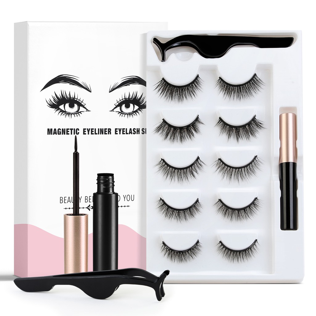 MAANGE False Eyelashes, Eyeliner and Eyelash Tweezers Full