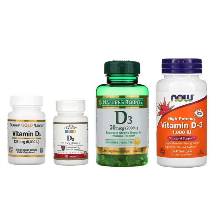Vitamin D3 (Vitamin D3), 125 mcg (5,000 IU), 50 mcg (2,000 IU) or 25
