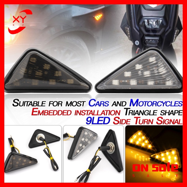XY Led Motorcycle Turning Signals Light Smoke Triangle Flush Mount