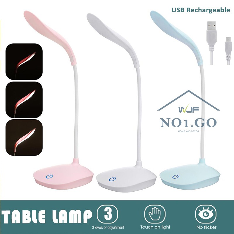 No1.go Table Lamp LED Stand Desk Lamp Rechargeable 3 levels brightness