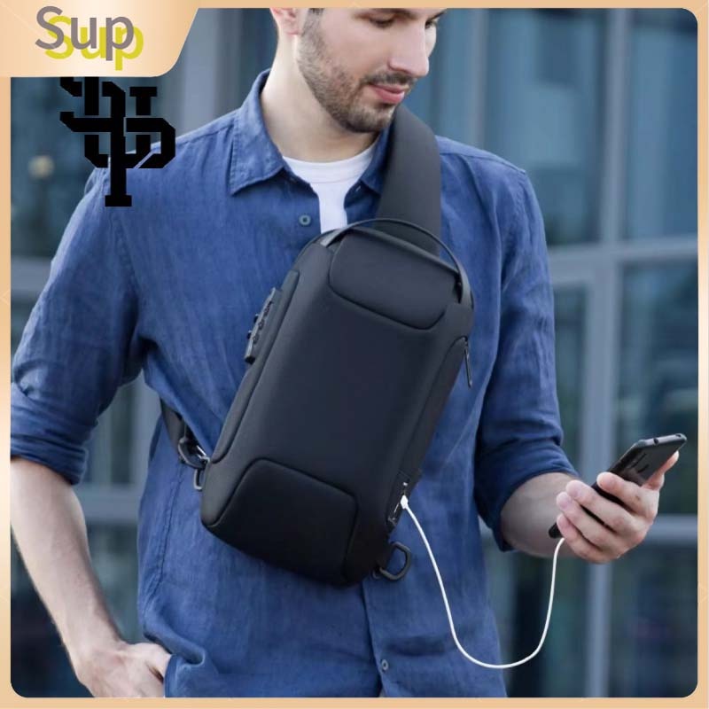 Chest Bag Men Porch Bag USB Charging Port Bags Sport Bags Fashion ...