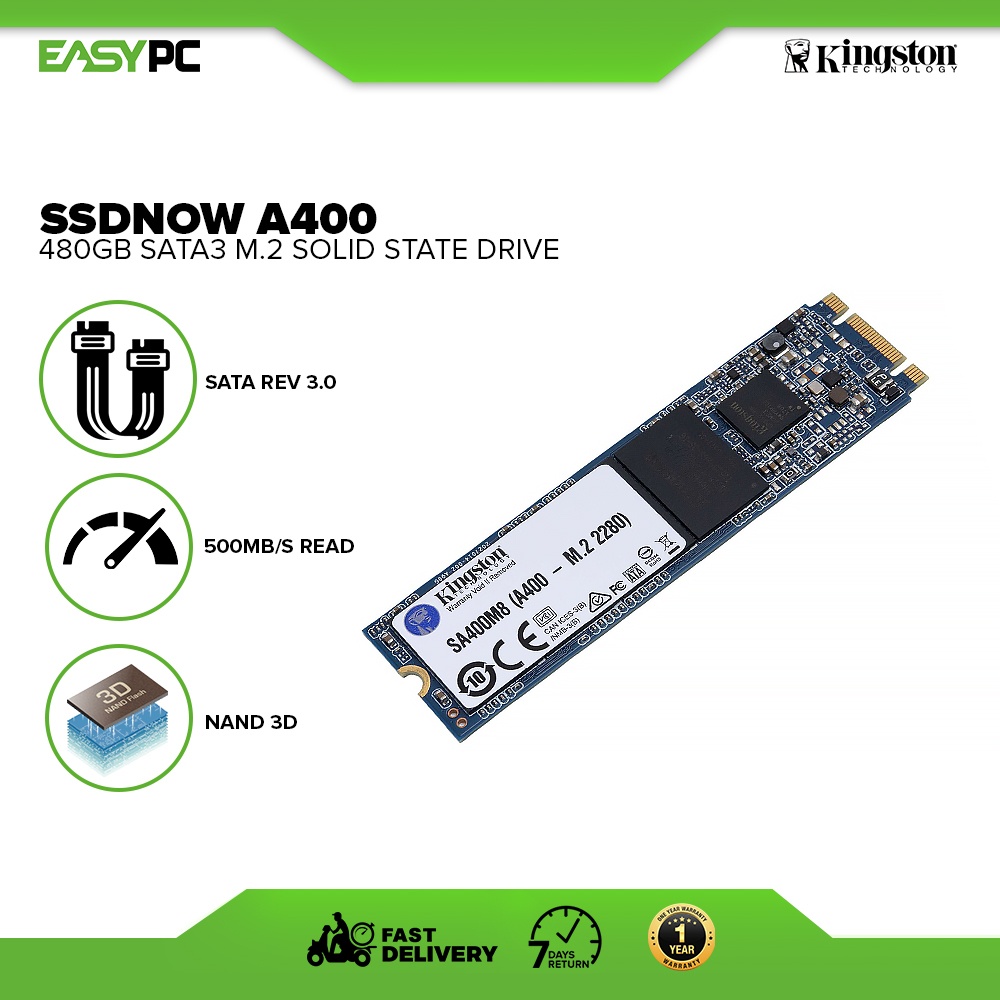 Kingston SSDNow A400 480GB Solid State Drive M.2, Kingston SSDNow A400